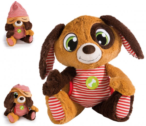 Kuscheltier Schlafmützen Hund Woofl 22 cm (Braun-Rot)