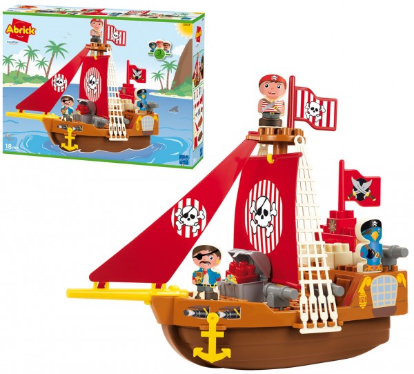 Abrick Piratenschiff mit 2 Piraten und Papagei