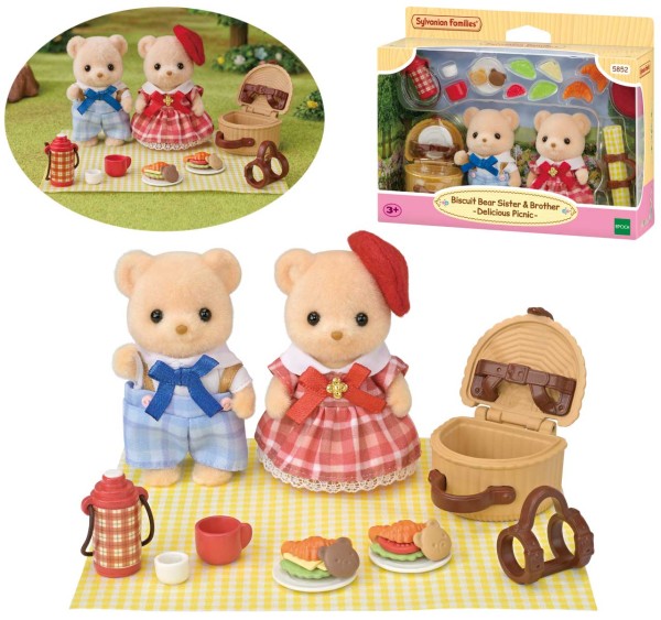 Sylvanian Families Biscuit Bären Geschwister Picknickspaß