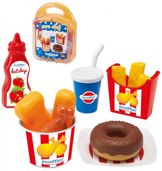 Lunchbox mit Spiellebensmitteln Fast Food (Gelb)