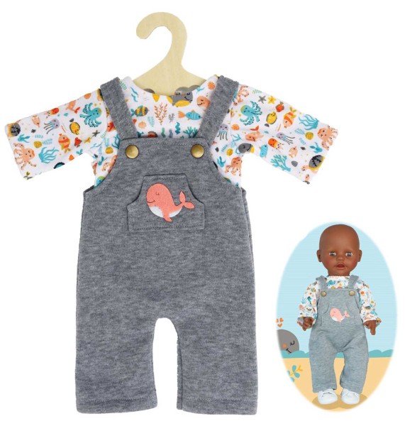 Puppenkleidung Latzhose mit Shirt Wal Bobby Gr. 28-35 cm