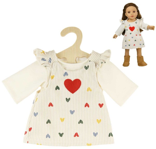Puppenkleid Kordkleid Herz-Konfetti mit Shirt Gr. 35-45 cm (Beige)