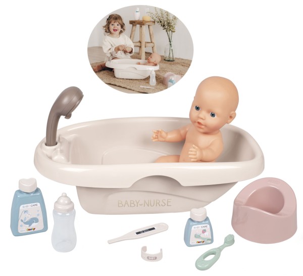 Baby Nurse Puppenbadewanne mit Zubehör (Beige)