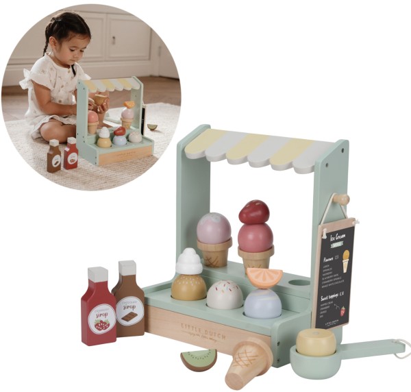 Eisstand Spielzeug-Set aus Holz mit Zubehör