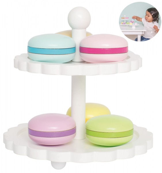 Holz-Etagerie mit 6 Macarons
