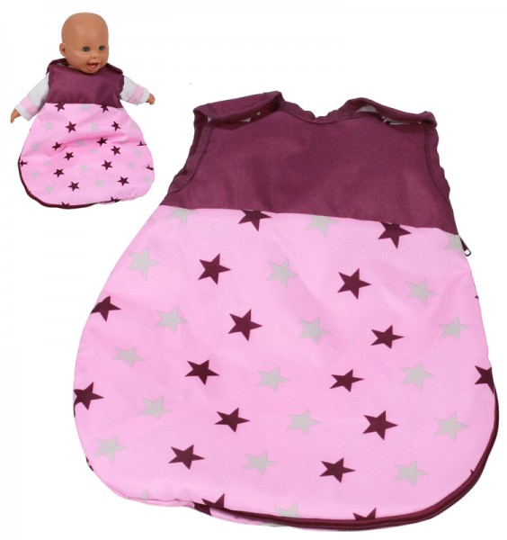Puppenschlafsack Bola (Stars Brombeere)