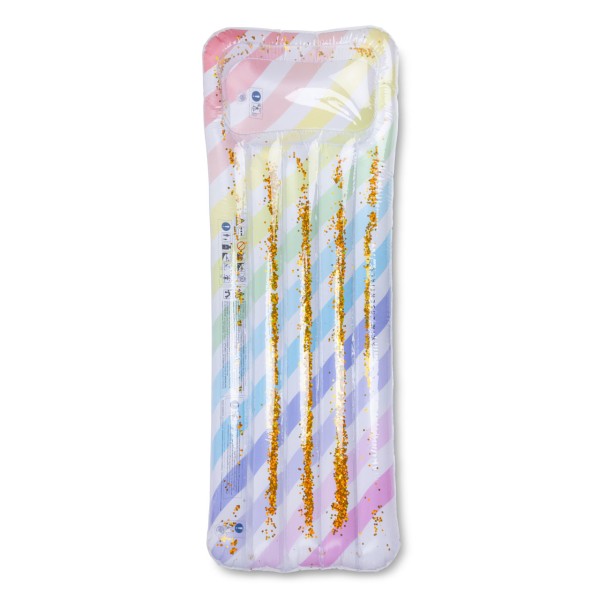 Luftmatratze Rainbow mit Glitzer 177 cm (Pastell)
