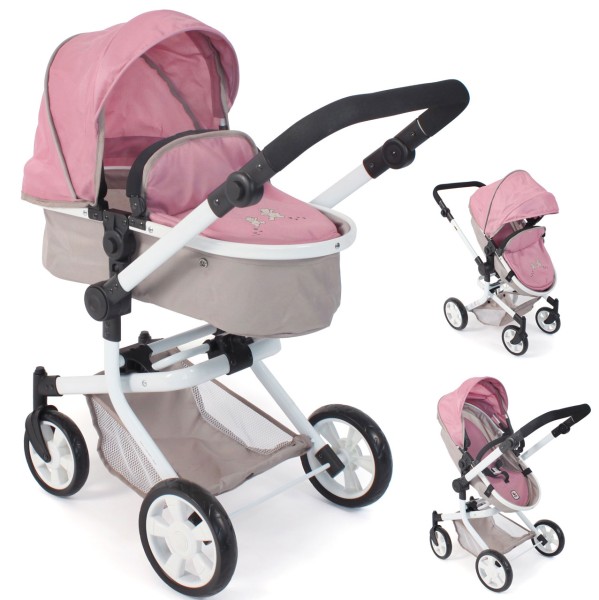 Puppenwagen Mika 2in1 Bärchen (Rose-Beige)