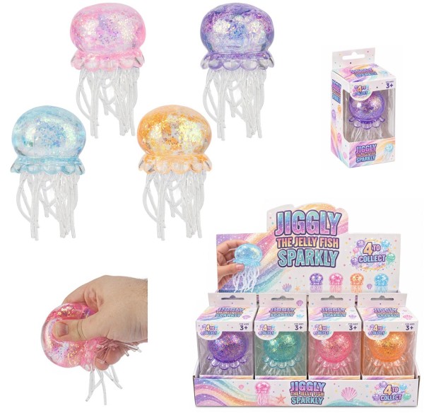 Maltose Glitzer Jellyfish Sparkly Squishy Qualle 10 cm Pastell (Sortiert)