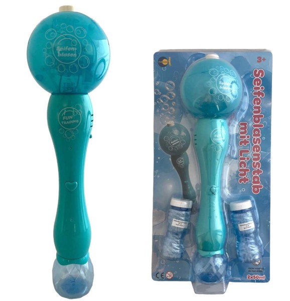 Großer Seifenblasenstab mit Licht (Türkis)