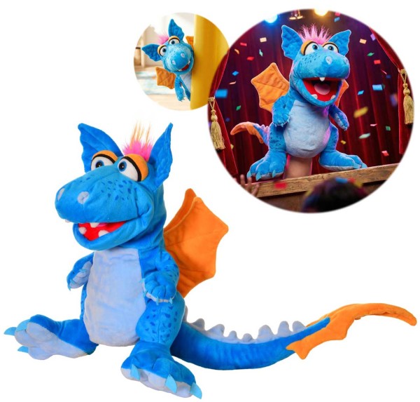 Living Puppets Handpuppe Drache Cosmo 33 cm (Blau)