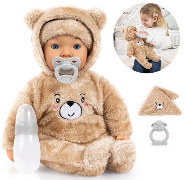 Babypuppe Piccolina Magic Tears 42 cm mit Funktionen (Braun)