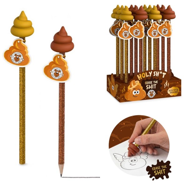 Holy Shit Bleistift & Radierer Poo (Sortiert)