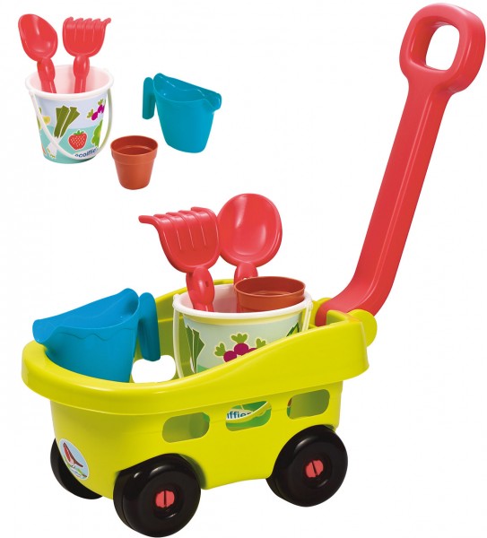 Handwagen mit Garten- und Sandspielzeug (Grün-Petrol)