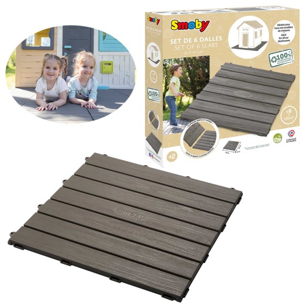 Bodenplatten-Set mit Klicksystem 6 Stück für Spielhäuser