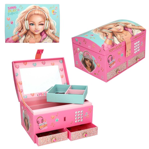 TOPModel Großes Schmuckkästchen mit Code und Sound Musik (Pink)