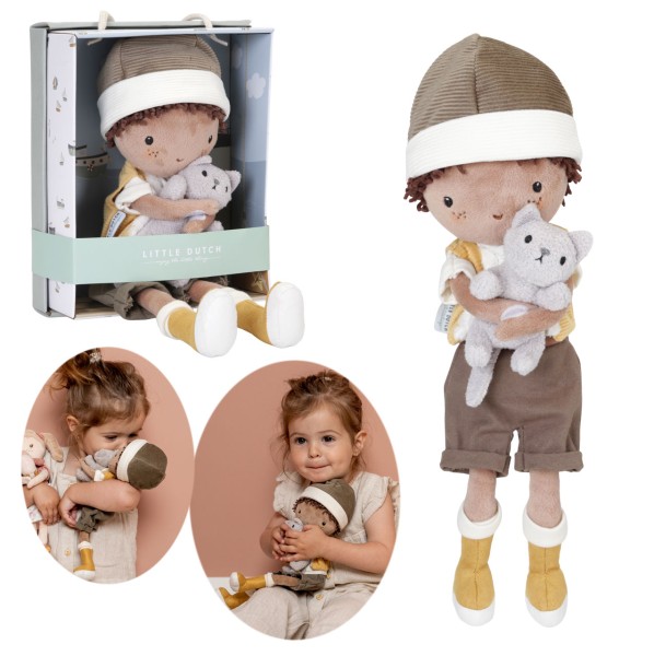 Kuschelpuppe Jake mit Kätzchen 35 cm