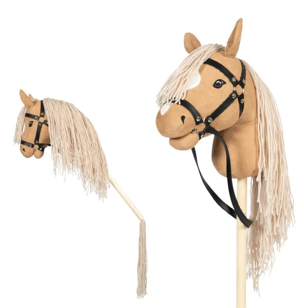 Hobby Horse Steckenpferd mit offenem Mund und Schweif (Beige)