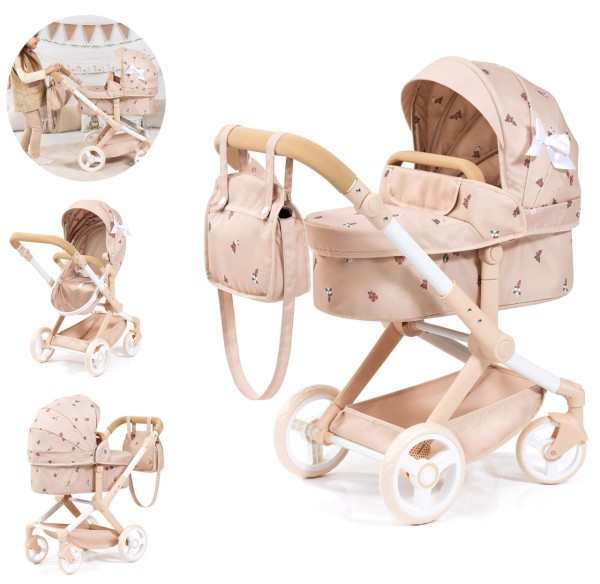 Puppenwagen Xeo mit Wickeltasche (Beige)