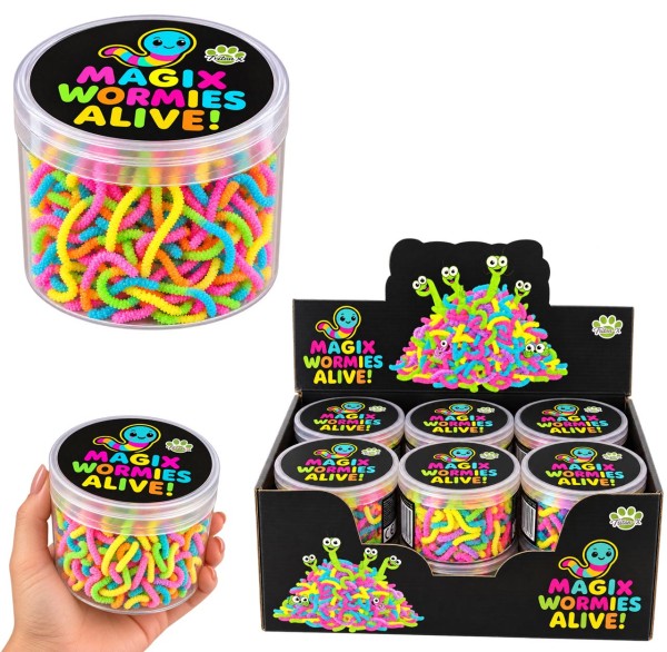MagiX Wormies Alive Rainbow Bunte Zauberwürmchen in der Dose