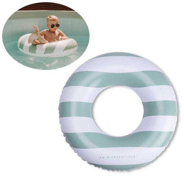 Großer Schwimmring 90 cm Streifen (Mint-Weiß)