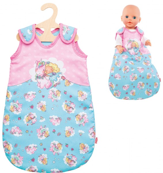 Puppenschlafsack Einhorn & Fee Gr. 35 - 50 cm (Hellblau-Rosa)