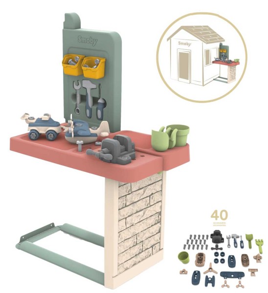 Life Spielhaus Zubehör Werkbank (Beige-Terracotta)