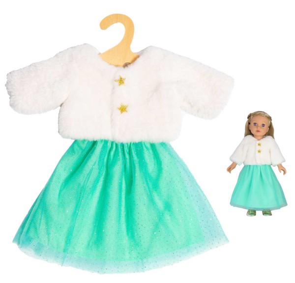 Puppenkleidung Plüschjacke Yuki mit Tüllrock Gr. 35-45 cm (Weiß-Mint)