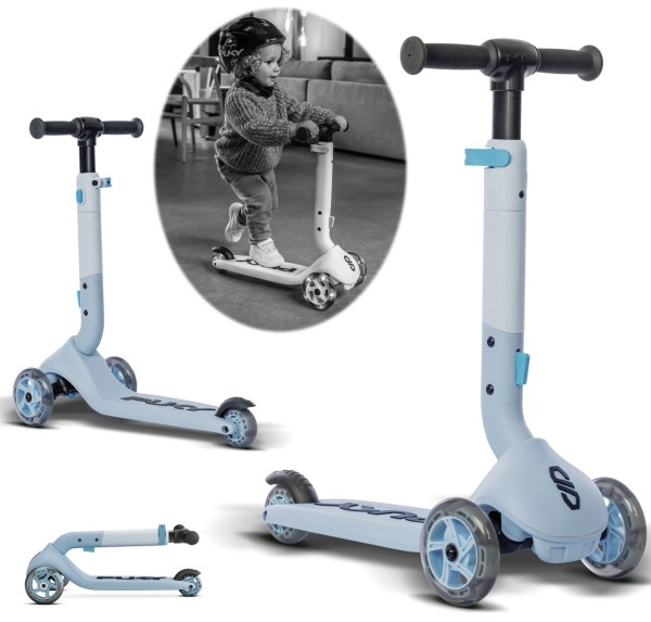 Push Roller Kinder-Scooter Klappbar mit LED Rollen (Arctic Blue)