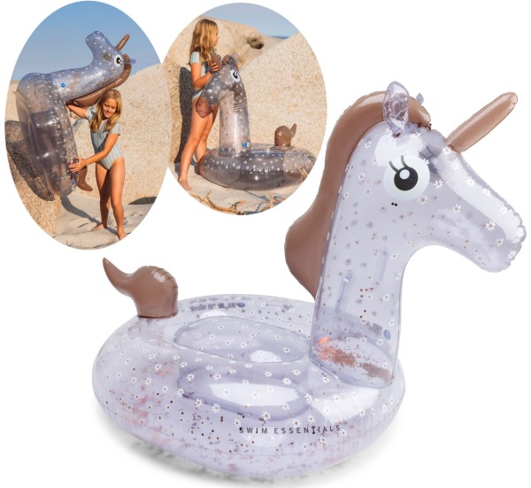 Großes Aufblasbares XL Reittier Einhorn 150 cm (Daisy Flower)