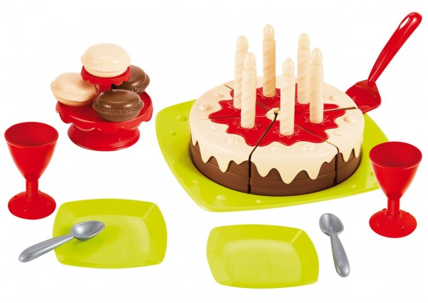 Geburtstagskuchen mit Geschirr-Set