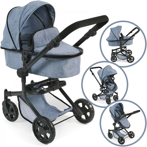 Puppenwagen Mika 2in1 (Jeans Blue)