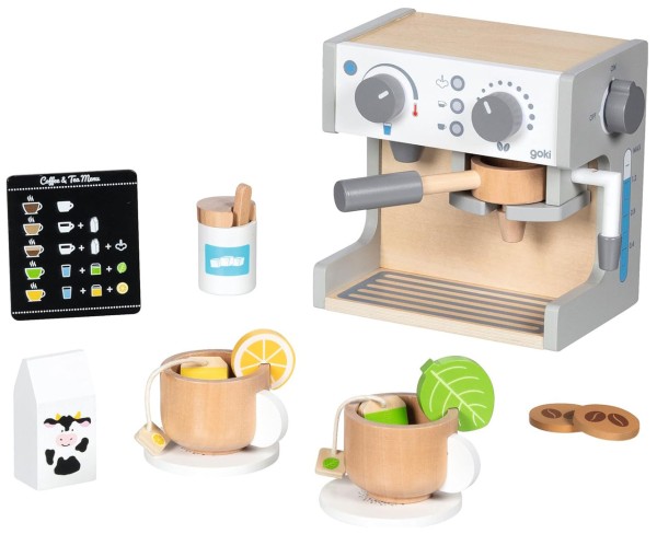 Kaffee & Teestation aus Holz Moderne Kaffeemaschine für Spielküche