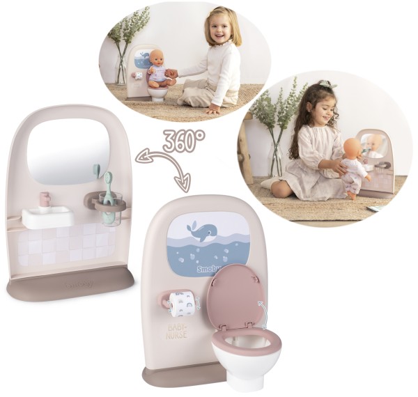Baby Nurse Badezimmer mit Waschtisch und Toilette für Puppen