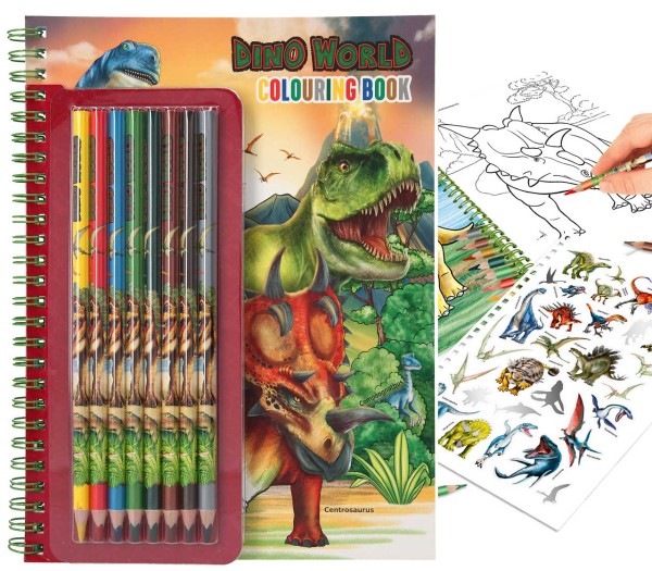 Dino World Malbuch mit Buntstiften