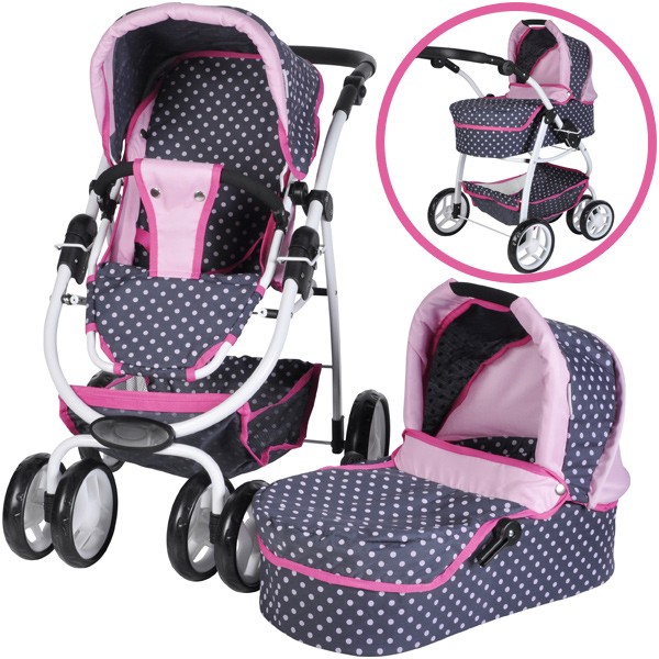 Puppenwagen Coco 2in1 (Ocean Pink Dots)