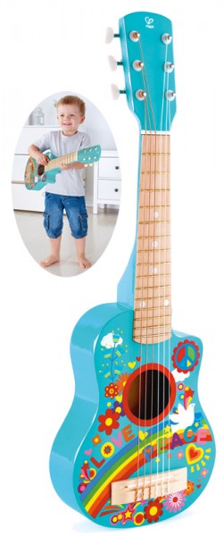 Kindergitarre aus Holz Gitalele Flower Power