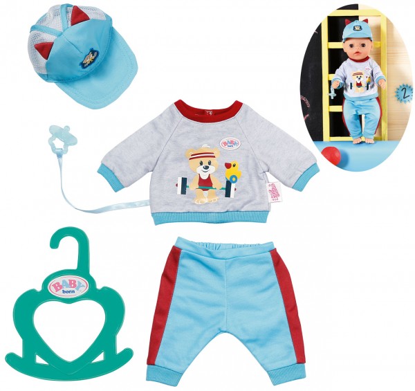 Baby Born Little Sport Outfit mit Cappi und Schnuller 36 cm (Hellblau)