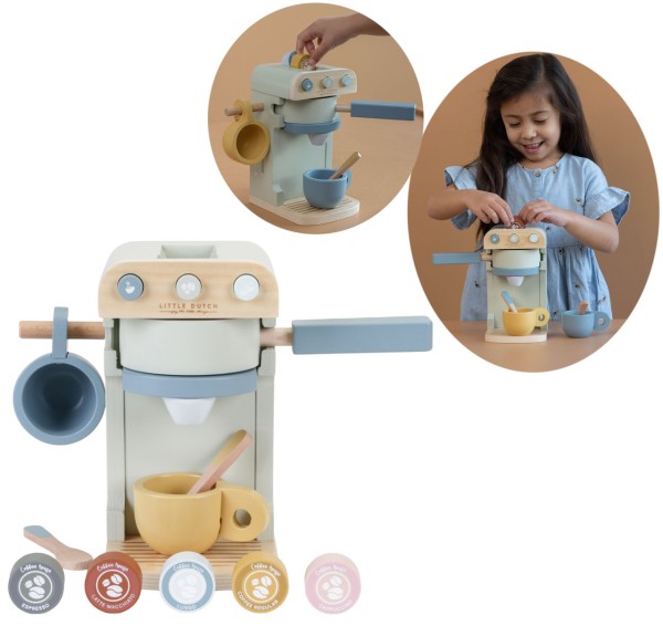 Kaffeemaschine aus Holz für Kinderküche (Mint)