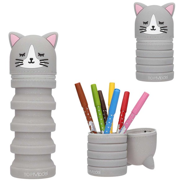 TOPModel Silikon Federmäppchen Katze Blooning Kitty (Grau)