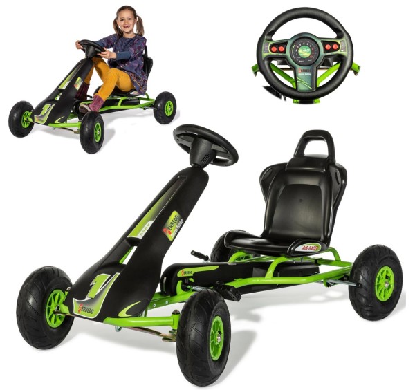 Go Kart AR8R mit Luftbereifung und Soundlenkrad (Grün)