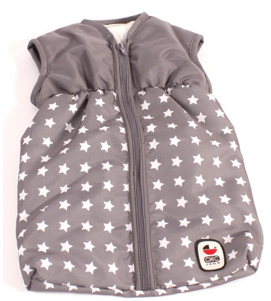 Puppenschlafsack Sternchen (Grau-Weiß)