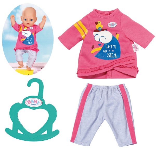 Baby Born Little Freizeit Outfit 36 cm (Pink-Grau)