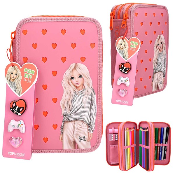 TOPModel 3 Fach Federtasche mit Silikon Pins 2.0 (Pink)