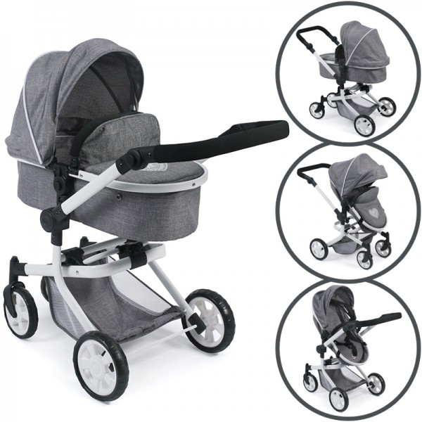 Puppenwagen Mika 2in1 (Jeans Grey)