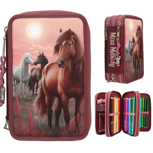 Miss Melody 3 Fach Federtasche Dreamland (Beere)