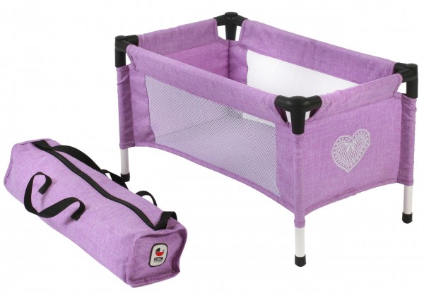 Puppenreisebett mit Tasche (Melange Flieder)