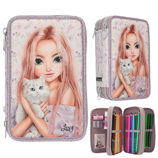 TOPModel 3 Fach Federtasche Blooning Kitty (Flieder)