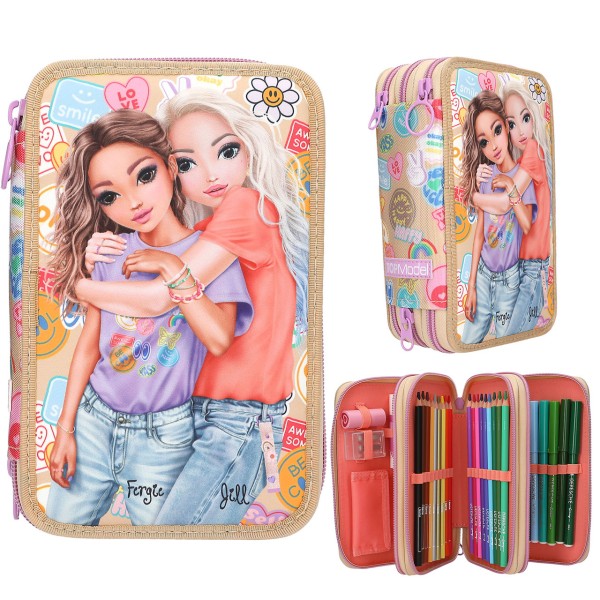 TOPModel 3 Fach Federtasche Girl Power (Beige)