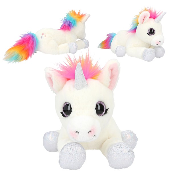 Ylvi Plüsch Einhorn liegend 30 cm (Weiß-Bunt)